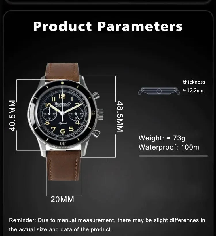 Fifty Fathoms Mod Hruodland Fo19  Chronograph Watch VK64 Quartz AR Sapphire 40MM 10bar