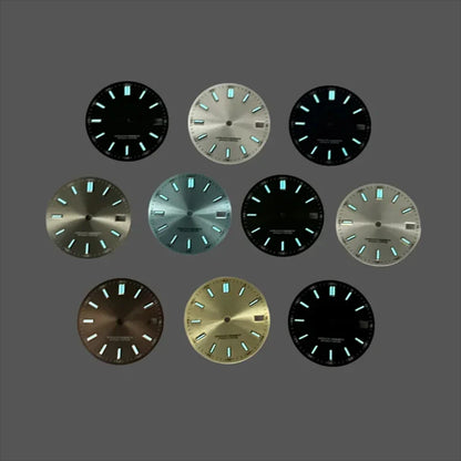 NH35 Watch Dial 28.5mm Log Modified Dial BGW9 Blue Green Luminous Watch Face Modified Watch Accessories for NH35 NH36 movements