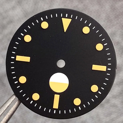 Non-Radiation 50-FATHOMS Watch Dial Parts 29mm for NH35 PT5000 Green Luminous Case Parts Sterile Nologo Hand Set for Dive Watch