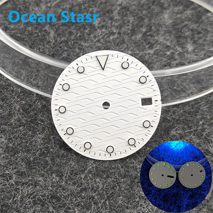 28.5mm Watch Dial Ocean Star Surface Single / Double Calendar Watch Faces Green Luminous Watch Accessory for NH35/NH36 Movement