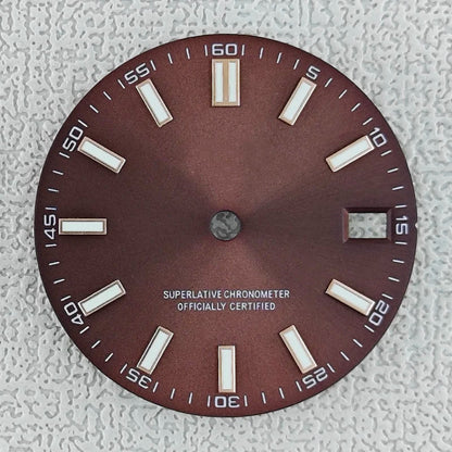 28.5mm double bar date window Watch Dial With Watch Hands Date Just Luminous Sunray Fit NH35 NH36 Watch Faces Automatic Movement