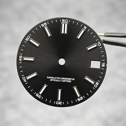 NH35 Watch Dial 28.5mm Log Modified Dial BGW9 Blue Green Luminous Watch Face Modified Watch Accessories for NH35 NH36 movements