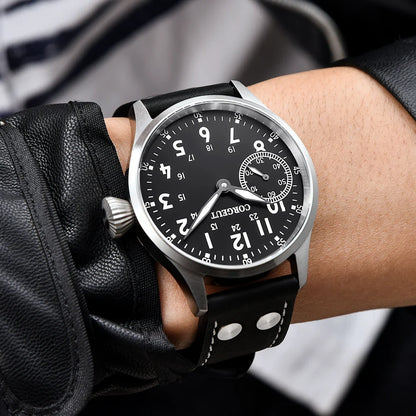 Corgeut 6023 Sub Second Pilot St3600  Manual Mechanical Watch 44MM 5ATM Sapphire Luminious glass back