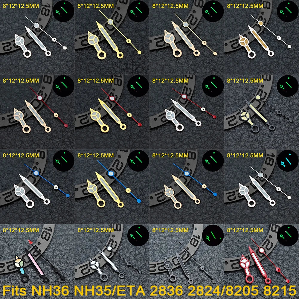 Watch hands NH36  Black/Rose Gold Watch Accessories Watch pointer N H35 NH36 Hands Blue Green/Green Glow fits for N H35