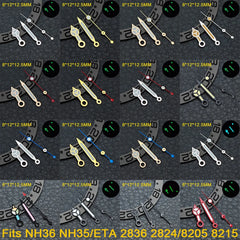 Watch hands NH36  Black/Rose Gold Watch Accessories Watch pointer N H35 NH36 Hands Blue Green/Green Glow fits for N H35