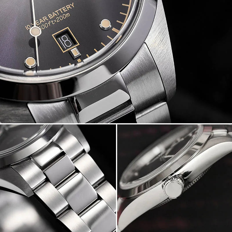 Baltany S4041 Vintage Tribute Quartz Wristwatches Enamel Dial Sapphire Crystal 20ATM Stainless Steel Bracelet Diving watches