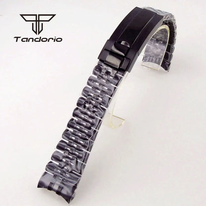 20mm Width Yellow/Rose Gold Coated Black PVD Stainless Steel Jubilee Watch Bracelet Watchband Folding Clasp Fit 40mm SUB Watch