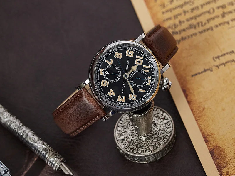 Customizable Baltany 41mm Polit Watch Man S6047 5ATM AR Sapphire Homage A-7 1935 Avigation Miyota 9122 Automatic Swiss Lume