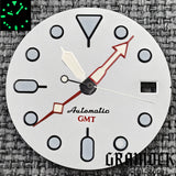 29mm Blue Red Black Orange GMT NH34 White Glossy Dial With Hands C3 Lume Fit NH34 Mechanical Watch Modified Accessories