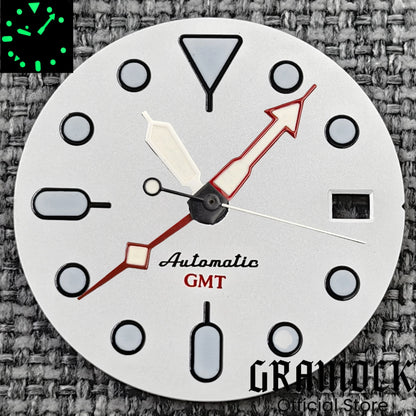 29mm Blue Red Black Orange GMT NH34 White Glossy Dial With Hands C3 Lume Fit NH34 Mechanical Watch Modified Accessories