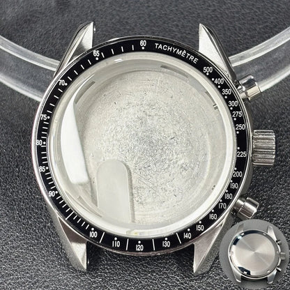 VK63 case 39.7mm moon metal  watch case chronograph case bezel,VK63  Business watch sealed back moon watch mission mod