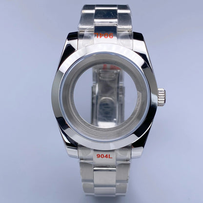 Fluted NH35 watch case Oyster 36/39mm High Quality Sliver Stainless Steel Sapphire Glass fit NH34 NH35 NH36 Movement Accessories Watch case