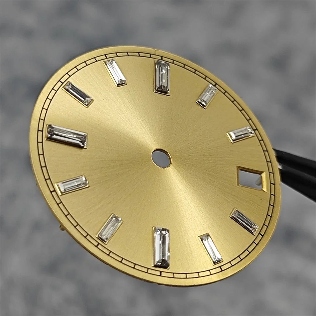 28.5mm Watch Dial Stone Diamond Nail Sunburst Watch Faces No Luminous Accessory Suitable for NH35 / NH36 Movement