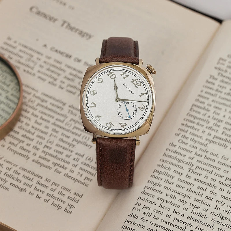 Baltany  Dress Watches Man S4046 1921 Sub-second Homage ST1701 Stainless Steels Classic Square Case Vintage Mechanical Watch