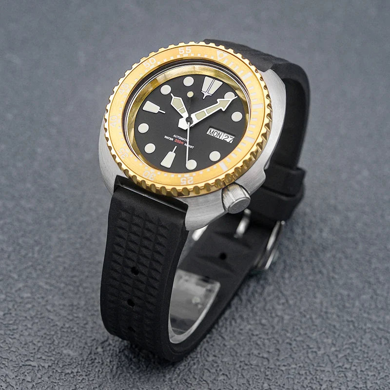 Golden Sterile Turtle SKX6105  Abalone NH36A Sapphire 20Bar Ceramic Bezel 44mm