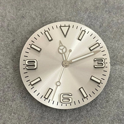 28.5mm Watch Dial + Hands Green Luminous Sun Pattern Modified 369 Nail Dial Watch Faces Accessory Fit NH35/NH36/4R/7S Movement