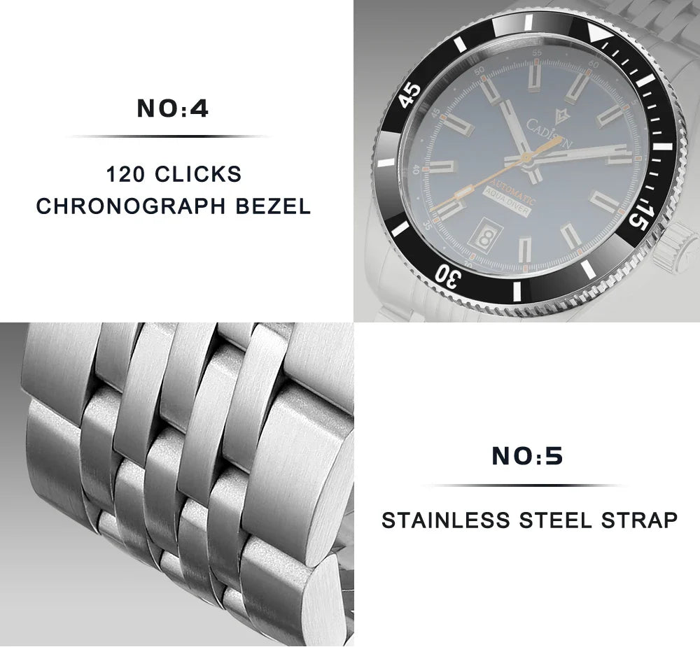 CADISEN C8237 Dive Watch BB58 Japan NH35A Ceramic Bezel 10Bar AR sapphire 40MM