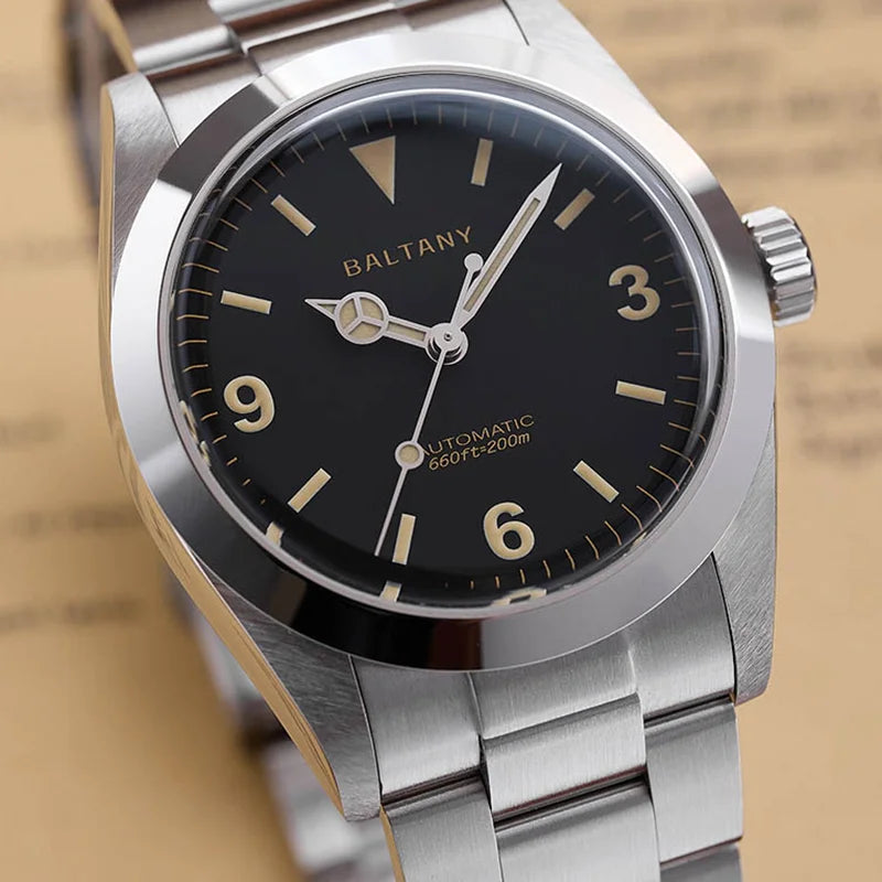 Baltany 36MM 1963 Explorer Watch Man S4066 Sapphire 200M Waterproof Stainless Steel Bracelect Vintage NH38 Auto Dress Watches