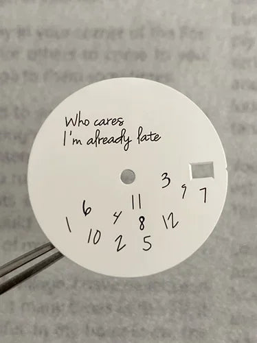 New Log Modified Watch Face 28.5mm DIY Watch Dial Fits NH35/4R36 Movement Who Cares Lt's Already Late Watch Accessories