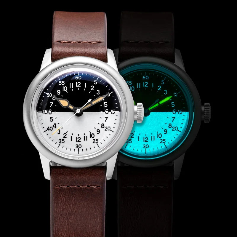 THORN SHY041 NH34 GMT Automatic Watch 36MM Pilot 15Bar Waterproof Half Luminous Dial Sapphire