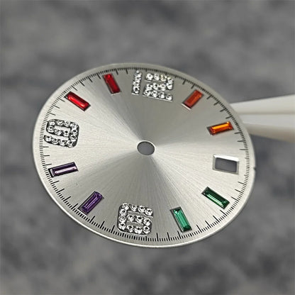 28.5mm Watch Parts Watch Dial Sun Pattern Rainbow Scale Watch Faces Modification Accessories for NH35/NH36/4R/7S Movement