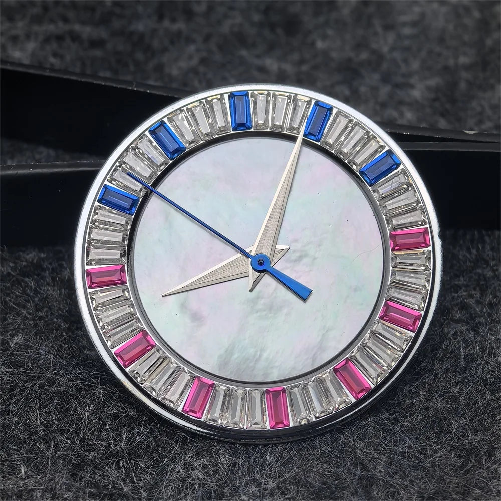 28.5mm Shell Watch Dial with Crystal High Quality Hands No Date No Luminous Watches Faces Modified Accessories