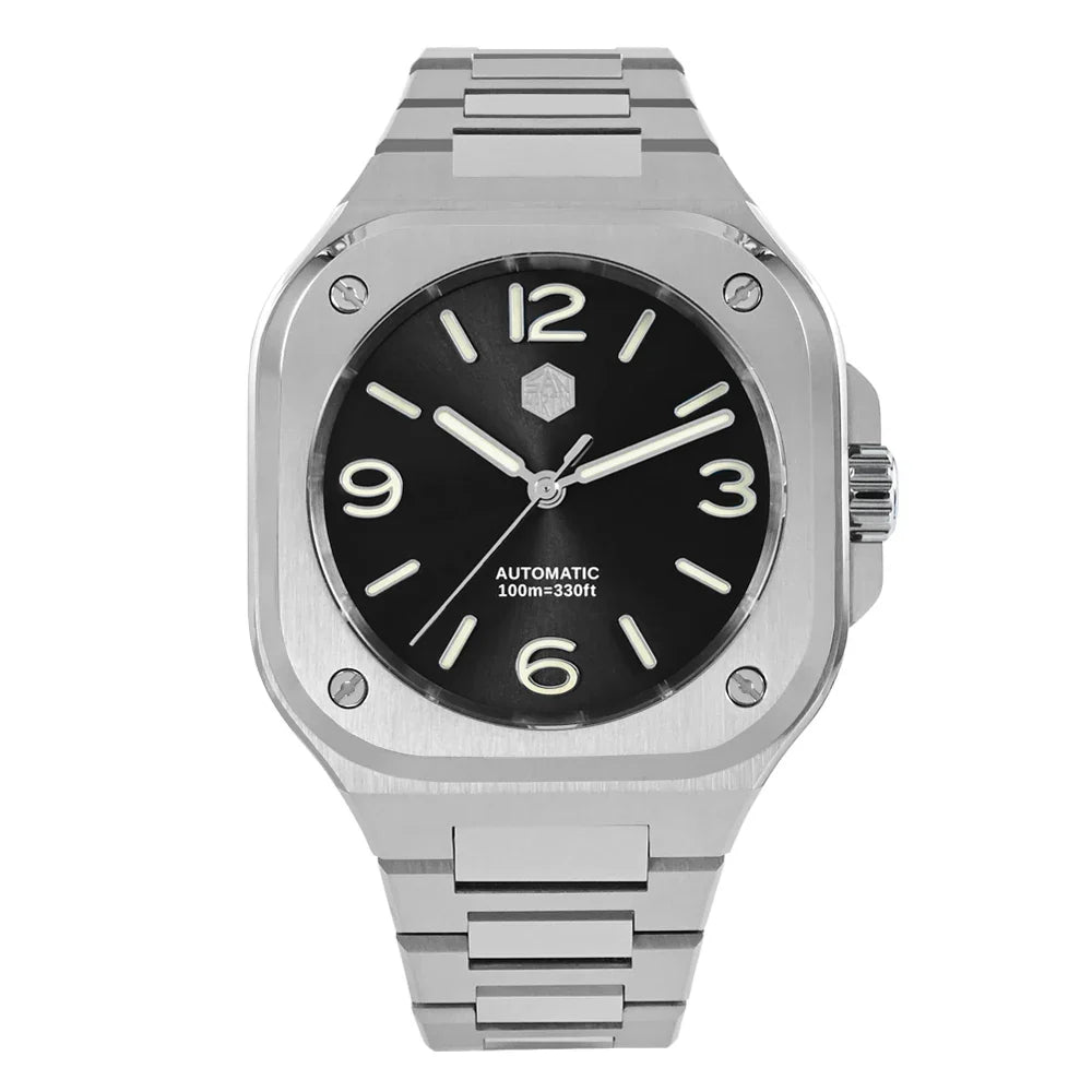 San Martin Square Watch SN0074G 40mm PT5000 Sw200  Automatic 10 Bar BGW-9 Lume
