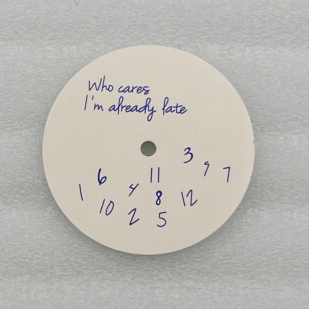 New Log Modified Watch Face 28.5mm DIY Watch Dial Fits NH35/4R36 Movement Who Cares Lt's Already Late Watch Accessories