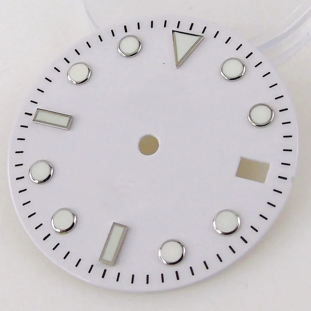 Nologo Sterile 29mm White NH 34A Watch Dial Face for D iver G MT Watch Mod Black Edge Markers Orange Hand Watches Cases Parts