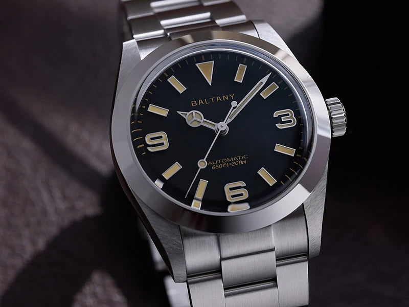 Baltany 36MM Explorer Watch Man S4056 NH38 Automatic Mechanical Watch  Waterproof 20Bar Stainless Steel Bracelet Retro Watches