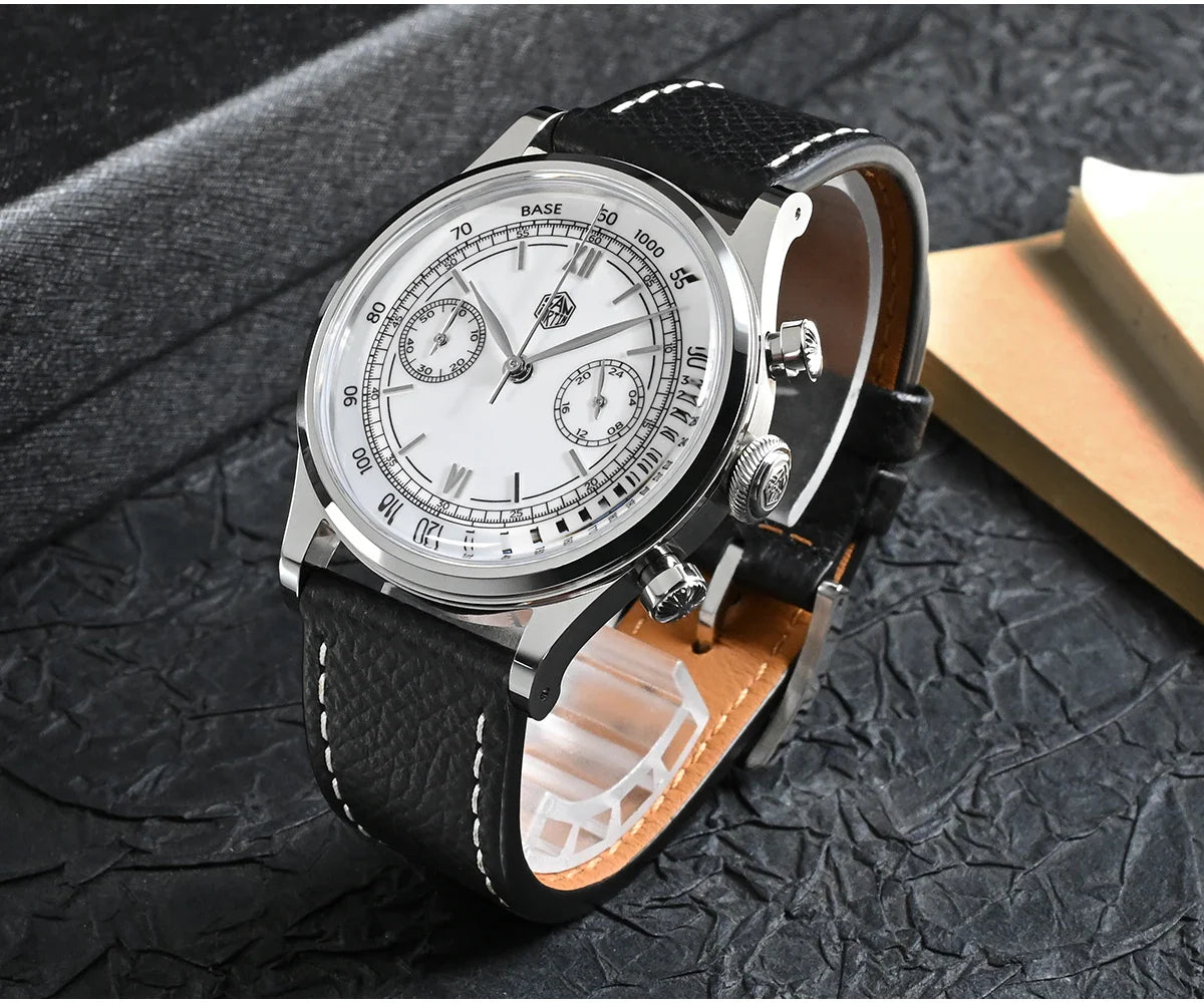 San Martin Men Quartz Watch VK64 Chronograph 38mm SN0101  Sapphire Glass Quick Release Strap 5bar