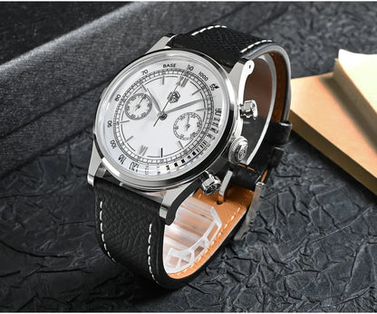 San Martin Men Quartz Watch VK64 Chronograph 38mm SN0101  Sapphire Glass Quick Release Strap 5bar