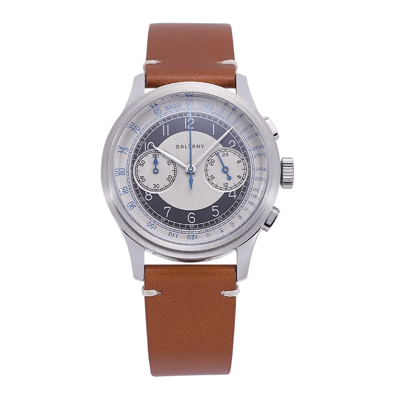 Baltany 39MM Tuxedo Chronograph Man S5050 Sapphire Crystal 50M Waterproof Stainless Steels Retro  Quartz Dress Watches For Man