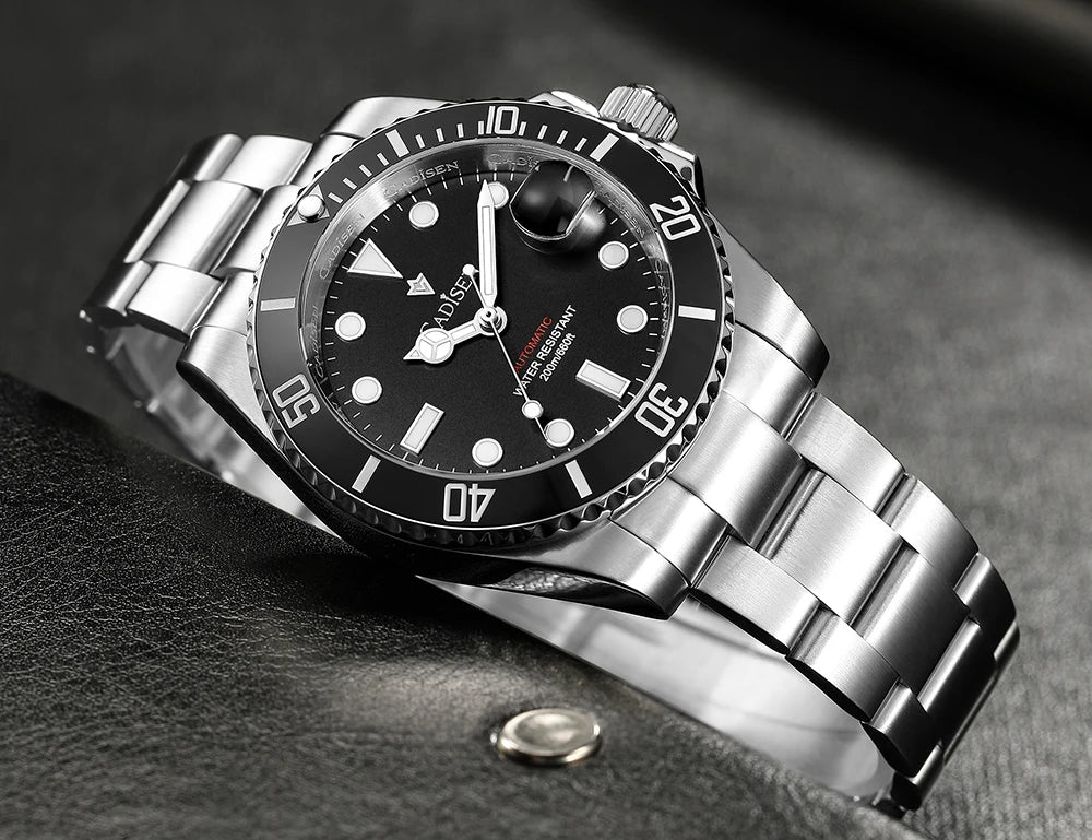 CADISEN C8216 Submariner Diver NH35A Movement AR Sapphire BGW9 Lume 40MM 20Bar