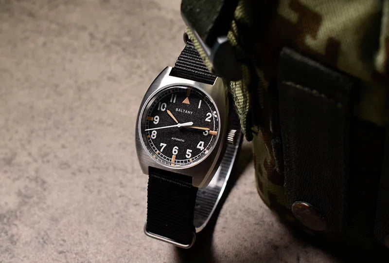 Baltany W10 Tonneau Wristwatches Sapphire Crystal Super Luminous Nylon Strap NH38 Automatic Mechanical Vintage Military Watches