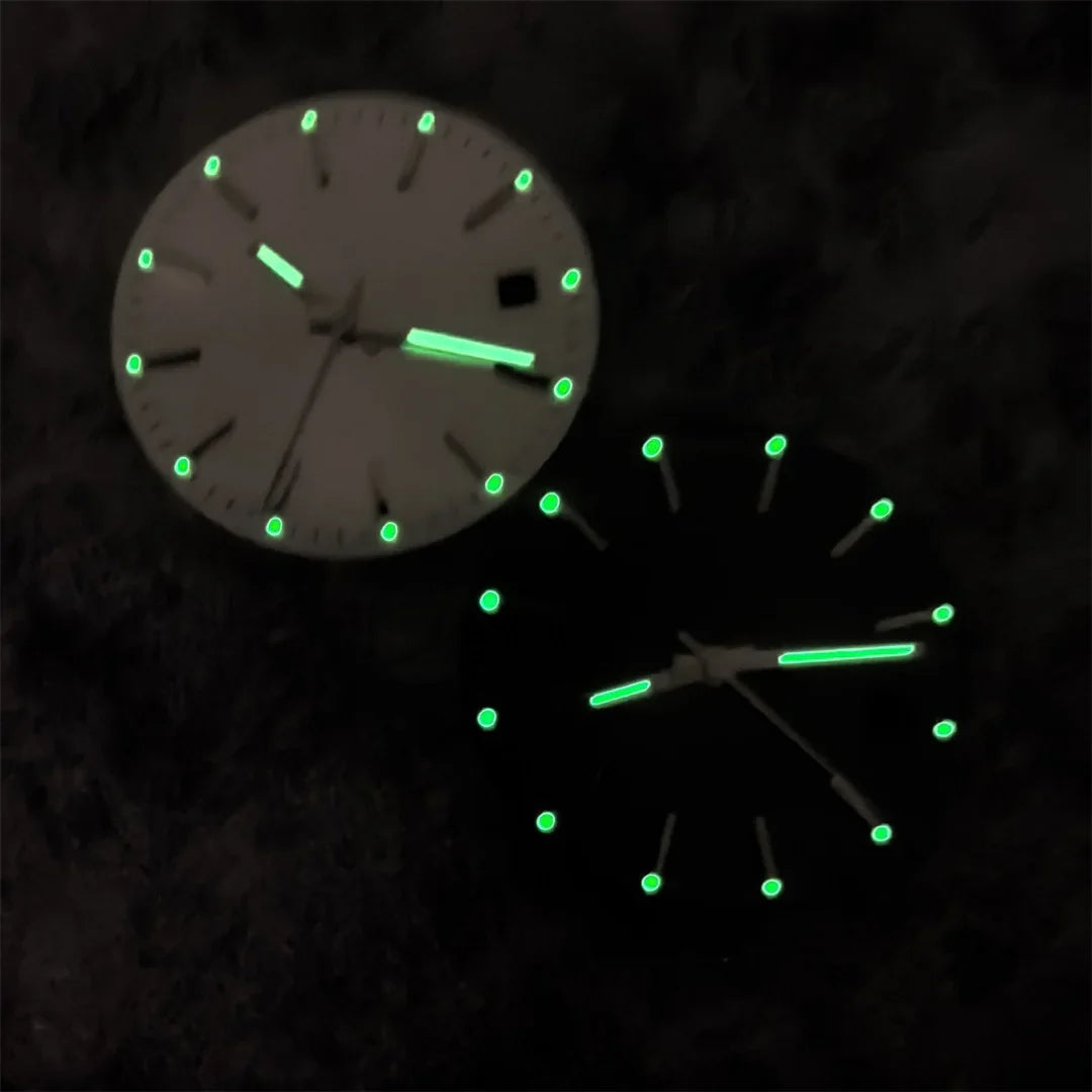 29mm Log Dial 8215 Watch Dial + Watch Hands Set Green Luminous Watch Faces Modified Accessories for 8215 / 8200 / 2813 Movement