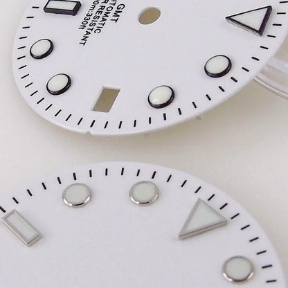 Nologo Sterile 29mm White NH 34A Watch Dial Face for D iver G MT Watch Mod Black Edge Markers Orange Hand Watches Cases Parts