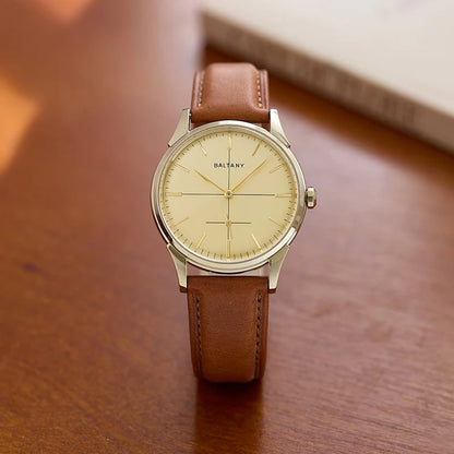 Baltany Dress Watchse Man S4092 Leather Straps Crosshair 38.5mm Dial Small Seconds Hand-Winding Mechanical luxury Wristwatches