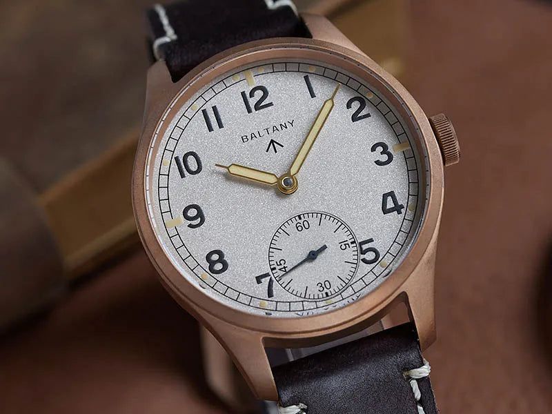 Baltany Vintage Dirty Dozen Wristwatches Golden Hands Seagull ST3620 Luminous 5ATM Leather Automatic Retro D12 Bronze Watches