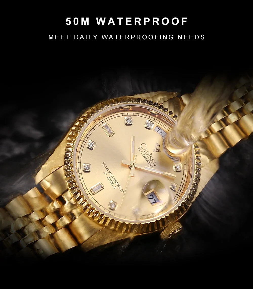 Cadisen C8228 DD38 Watch Diamond Dial MIYOTA 8285 AR Sapphire Crystal luminous 38MM 5Bar