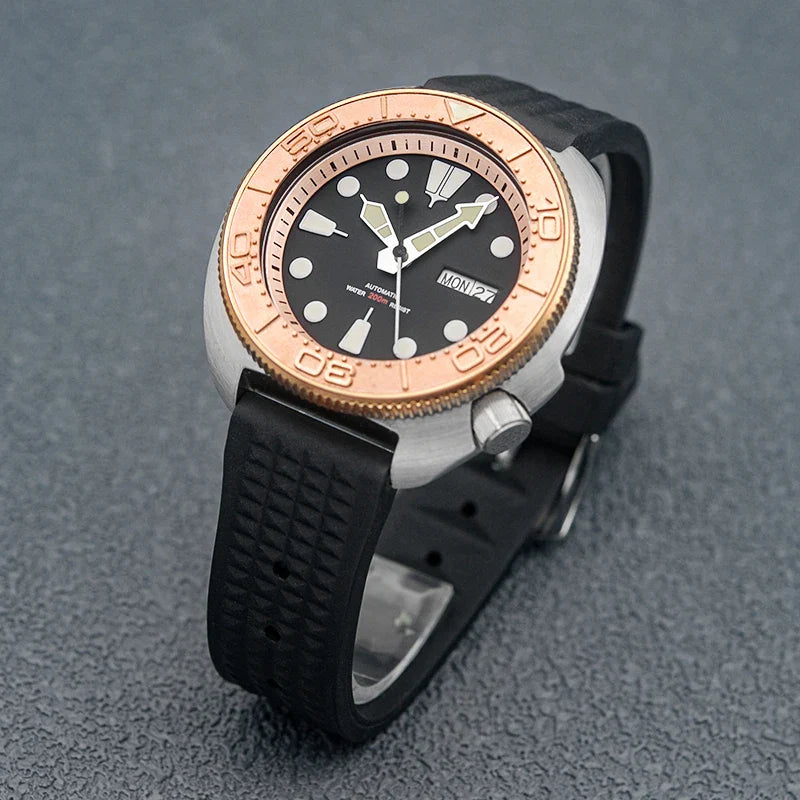 Sterile Albalone Turtle Watch  Golden ceramic bezel SKX6105 6309 NH36A sapphire 20Bar