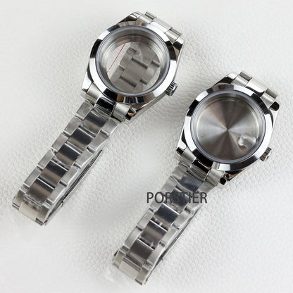 36/39mm NH35 Watch Case Stainless steel Sapphire Glass Transparent Back Cover for Seiko NH35 NH36 movement Datejust Oyster Strap