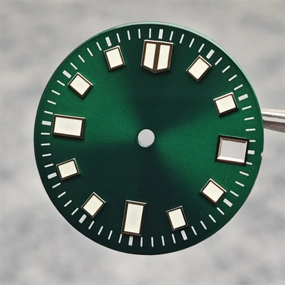Modification 28.5mm Watch Dial Green Luminous Trend Watch Faces with Single Date Watch Accessory Suitable for NH35 Movement