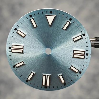 28.5mm Watch Dial Sunray Texture Dial Double Strips Nails Green Luminous Watch Faces for NH35/ 8215/ 2813/ 2836 Movements