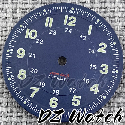 NH35 New 29mm Black/White/Green/Blue Pilot Style Watch Dial Face Set Arabic Numerals Fit NH36 ETA2824 PT5000 Automatic Movement