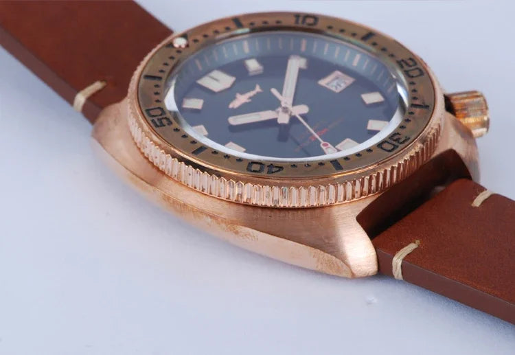 Heimdallr Turtle 6105 Watch CUSN8 Bronze 45mm Sapphire Crystal NH35 20Bar C3 Super Luminous