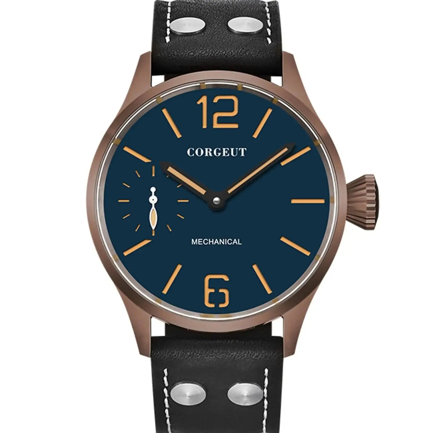 Corgeut 6025 pilot ST3600 Manual Mechanical sub second Sapphire Mirror 44mm 5ATM Glass Back