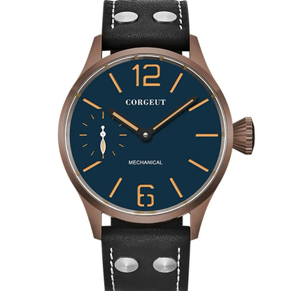 Corgeut 6025 pilot ST3600 Manual Mechanical sub second Sapphire Mirror 44mm 5ATM Glass Back