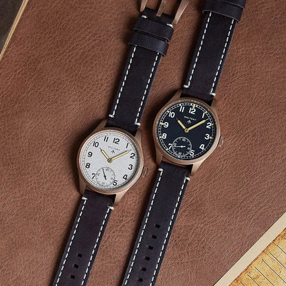 Baltany Vintage Dirty Dozen Wristwatches Golden Hands Seagull ST3620 Luminous 5ATM Leather Automatic Retro D12 Bronze Watches