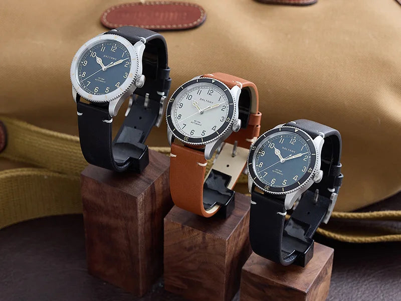 Baltany 38MM Military Watch Men  S2076 NH38 Automation Stainless Steels 100m Waterproof Vintage Khaki Aviation Homage Watch